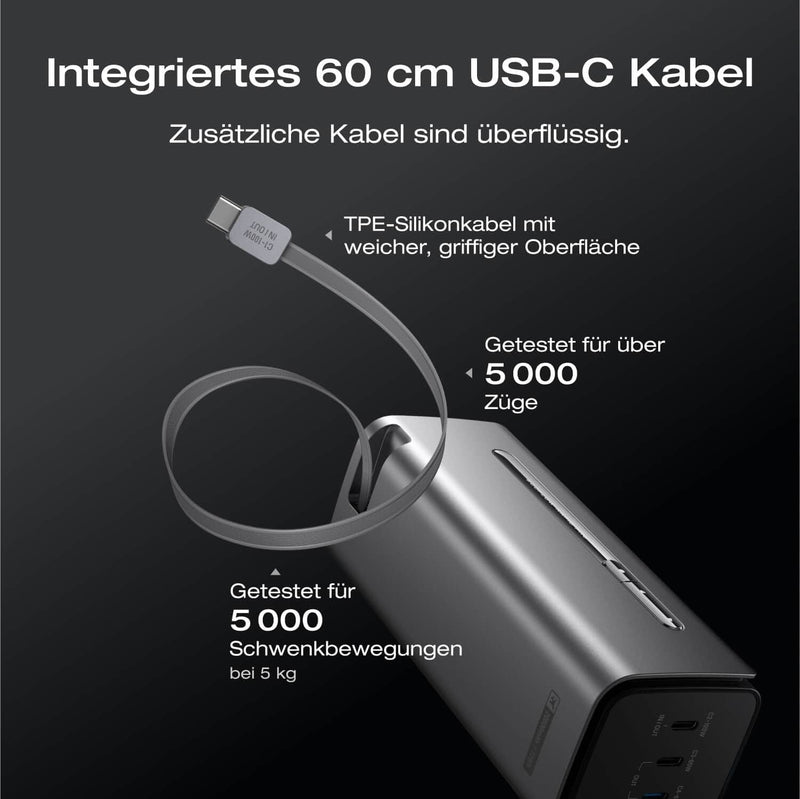 Chargez l'image dans la visionneuse de la galerie, Batterie externe EcoFlow RAPID Pro 20 000 mAh grise | Charge 120 W, décharge jusqu'à 230 W | Câble USB-C rétractable 100 W