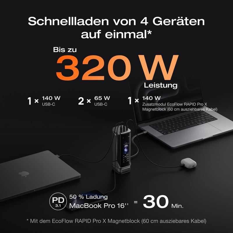 Chargez l'image dans la visionneuse de la galerie, Batterie externe EcoFlow RAPID Pro X 27 650 mAh | Chargement jusqu'à 320 W, décharge jusqu'à 300 W | USB-C