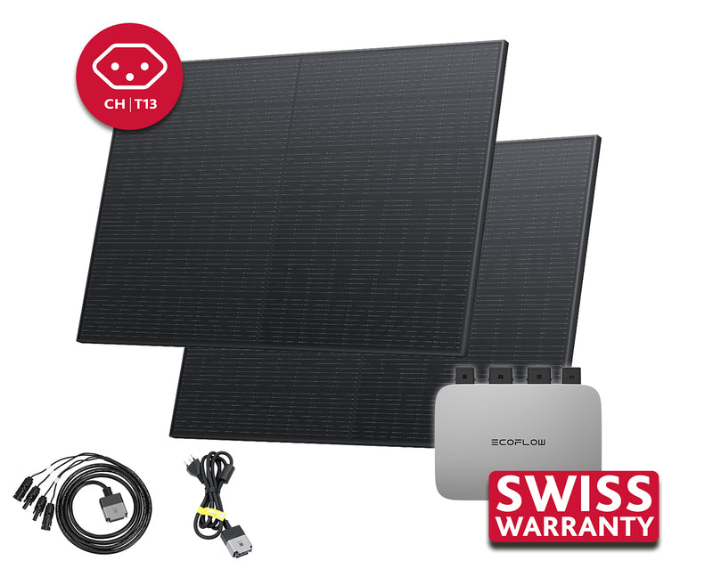 Chargez l'image dans la visionneuse de la galerie, Kit de démarrage pour centrale électrique de balcon EcoFlow | Onduleur de 600 watts et 2 panneaux solaires de 400 watts | Version CH