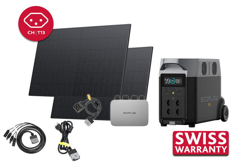 Carica immagine in Galleria Viewer, Set di accumulo per centrale elettrica da balcone EcoFlow | Inverter da 600 watt e 2 pannelli solari da 400 watt | con DELTA Pro Powerstation | Versione CH