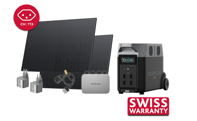 Carica immagine in Galleria Viewer, Set centrale elettrica da balcone EcoFlow composto da inverter PowerStream da 600 W e 2 pannelli solari da 400 W, inoltre con centrale elettrica DELTA Pro, prese intelligenti e cavo di collegamento, CH-Versione