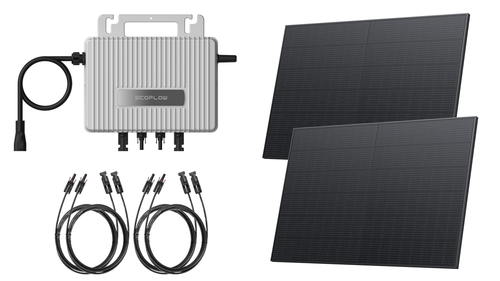 Kit de démarrage pour centrale solaire de balcon EcoFlow STREAM | Onduleur 600 W | 2 panneaux solaires 400 W | Version suisse 
