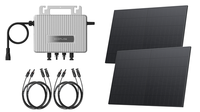 Kit de démarrage pour centrale solaire de balcon EcoFlow STREAM | Onduleur 600 W | 2 panneaux solaires 400 W | Version suisse 