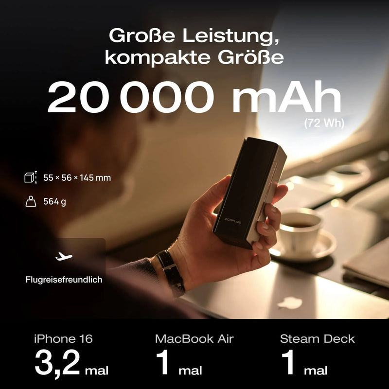 Laden Sie das Bild in Galerie - Viewer, EcoFlow RAPID Pro Powerbank 20&#39;000 mAh grau | 120 W laden, bis zu 230 W entladen | + ausziehbares 100 W USB-C Kabel
