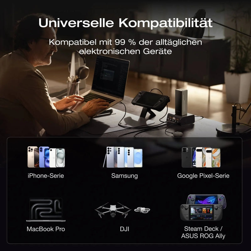 Laden Sie das Bild in Galerie - Viewer, EcoFlow RAPID Pro Powerbank 20&#39;000 mAh grau | 120 W laden, bis zu 230 W entladen | + ausziehbares 100 W USB-C Kabel
