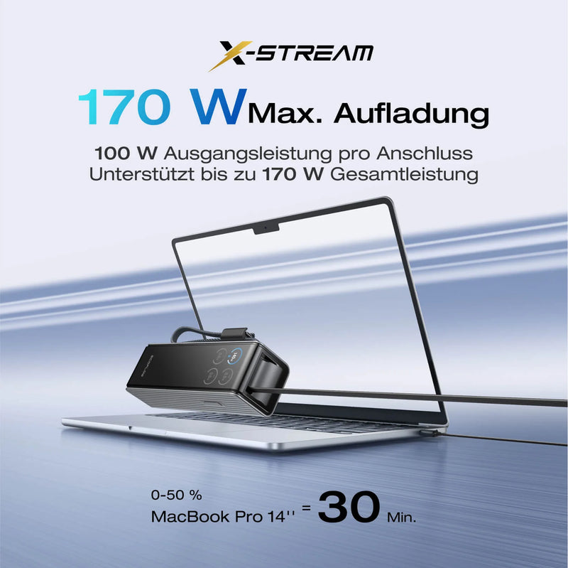 Chargez l&#39;image dans la visionneuse de la galerie, Batterie externe EcoFlow RAPID 25 000 mAh noire | Charge 140 W, décharge jusqu&#39;à 170 W | Câble USB-C rétractable 100 W
