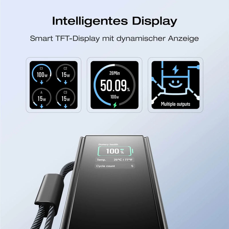 Chargez l&#39;image dans la visionneuse de la galerie, Batterie externe EcoFlow RAPID 25 000 mAh noire | Charge 140 W, décharge jusqu&#39;à 170 W | Câble USB-C rétractable 100 W
