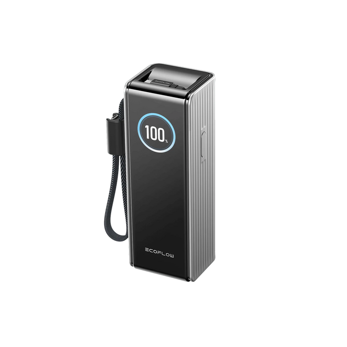 Batterie externe EcoFlow RAPID 25 000 mAh grise | Charge 140 W, décharge jusqu'à 170 W | Câble USB-C rétractable 100 W
