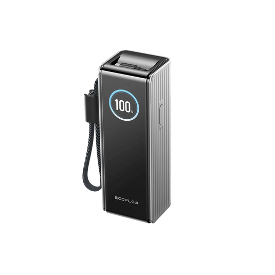 Batterie externe EcoFlow RAPID 25 000 mAh grise | Charge 140 W, décharge jusqu'à 170 W | Câble USB-C rétractable 100 W