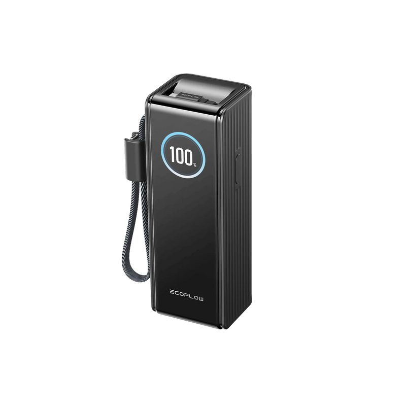 Chargez l&#39;image dans la visionneuse de la galerie, Batterie externe EcoFlow RAPID 25 000 mAh noire | Charge 140 W, décharge jusqu&#39;à 170 W | Câble USB-C rétractable 100 W
