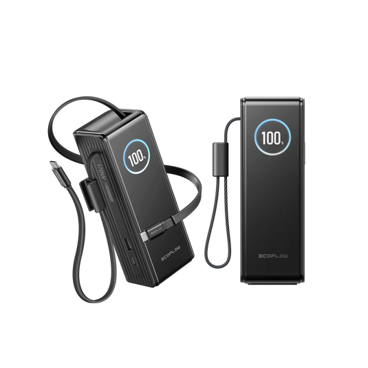 Batterie externe EcoFlow RAPID 25 000 mAh noire | Charge 140 W, décharge jusqu'à 170 W | Câble USB-C rétractable 100 W