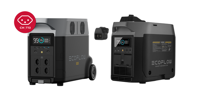 EcoFlow DELTA Pro 3600 Wh et GRATUIT Smart Generator (essence) version CH Bundle