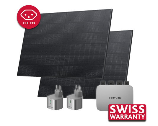 Centrale électrique de balcon EcoFlow sans stockage avec onduleur PowerStream 600 W et 2 panneaux solaires 400 W version CH 